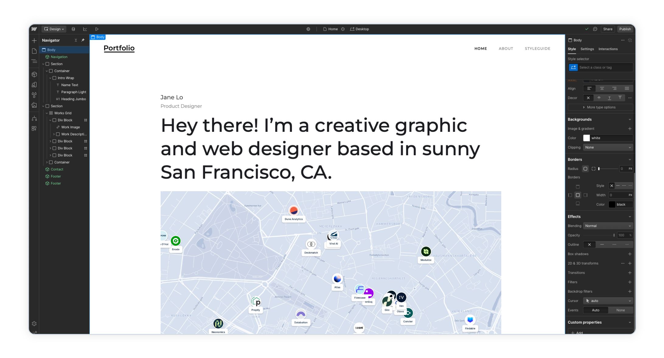 Embed map in Webflow